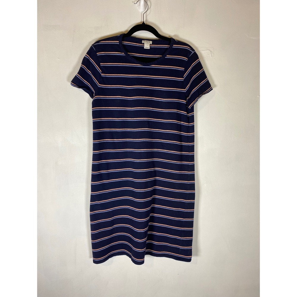 J. Crew Small Navy Pink Striped T-Shirt Dress‎ Mini 100% Cotton Casual Preppy
